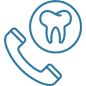Phone icon with tooth symbol representing dental appointment booking.