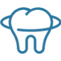 Dental bonding icon showing a tooth with blue outline design.