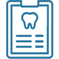 Dental patient form icon with tooth symbol and clipboard.