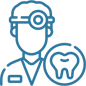 Dentist icon with tooth symbol representing dental care and patient consultation.