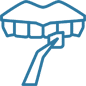 Porcelain veneers icon showing a tooth with a veneer application tool.