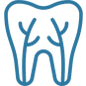 Root canal treatment icon showing tooth anatomy and pulp chamber.