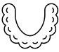 Dental horseshoe arch illustration showing upper teeth arrangement for orthodontic or dental practice reference.